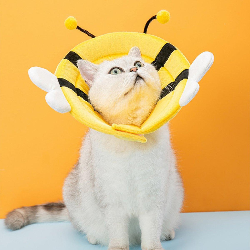 Elizabeth Circle Cat Sterilization Collar Anti-Licking Pet Scarf for Cat and Dog - Yellow Bee-XL