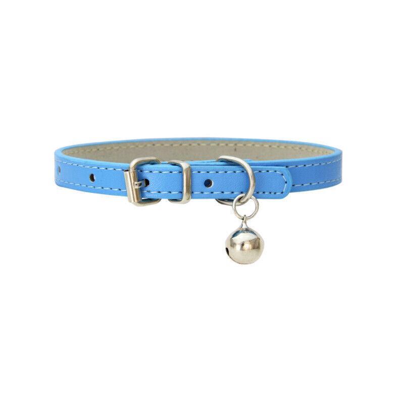 Adjustable PU Leather Cat Collar with Bell Breakaway Buckle 9 Colours - Purple