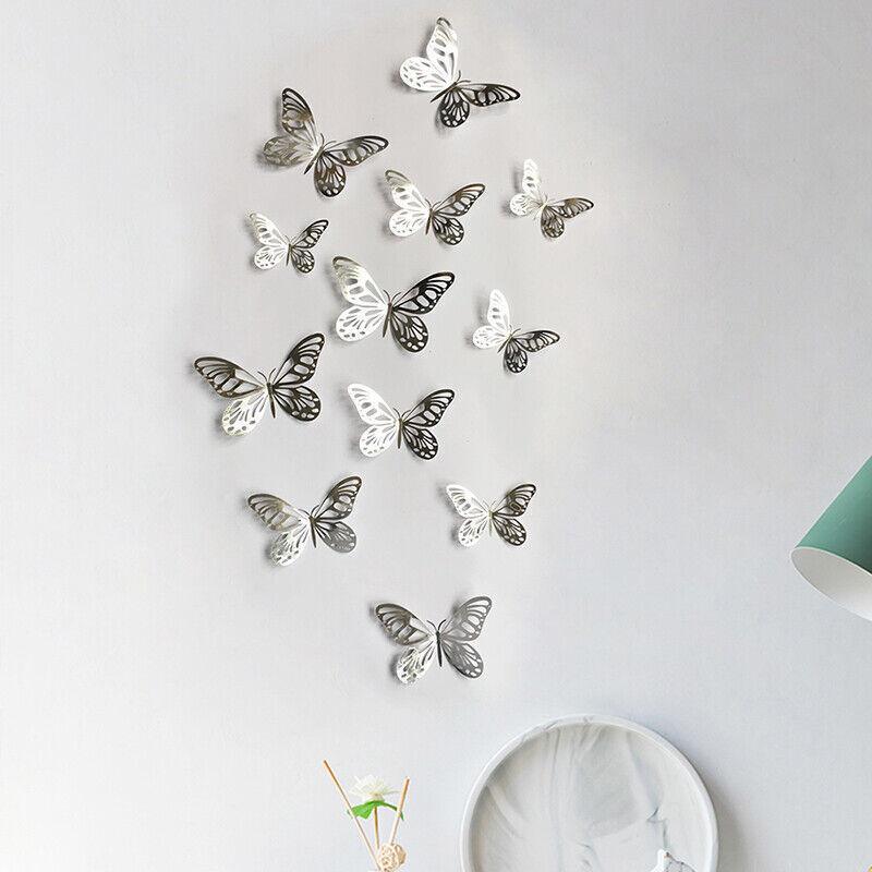 12X 3D Butterfly Wall Decals Stickers Removable Kids Nursery Decoration - 7601