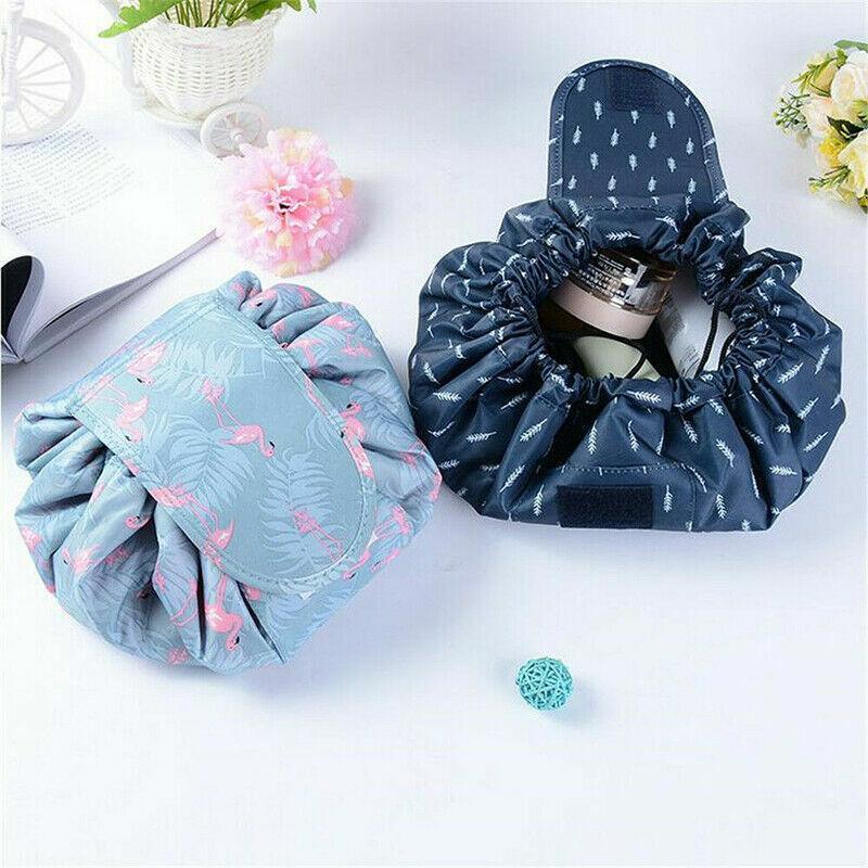 Portable Travel Makeup Bag Drawstring Cosmetic Pouch Lazy Storage Organiser Case - Beige Lipstick