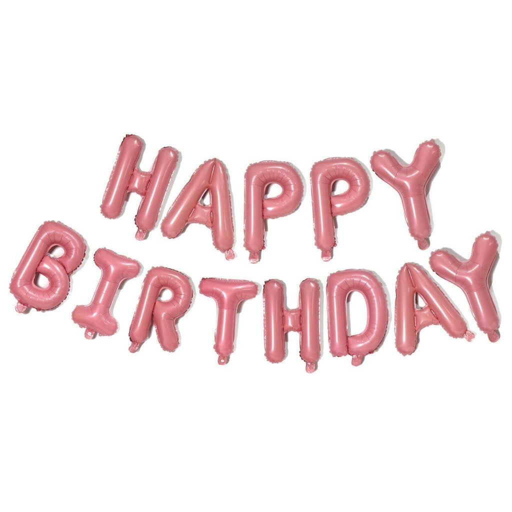 40Cm 3D Happy Birthday Letters Balloons Inflating Foil Banner Bunting Celebrate - Black