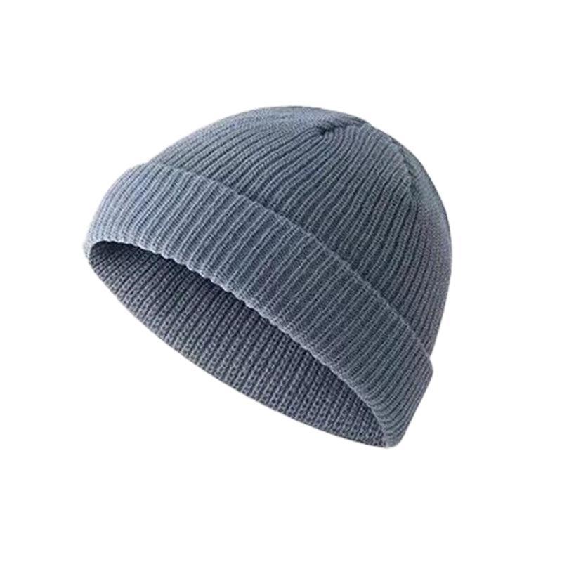 Men Women Mini Fisherman Beanie Winter Spring Hat Soft Knitted Docker Skull Cap - Black