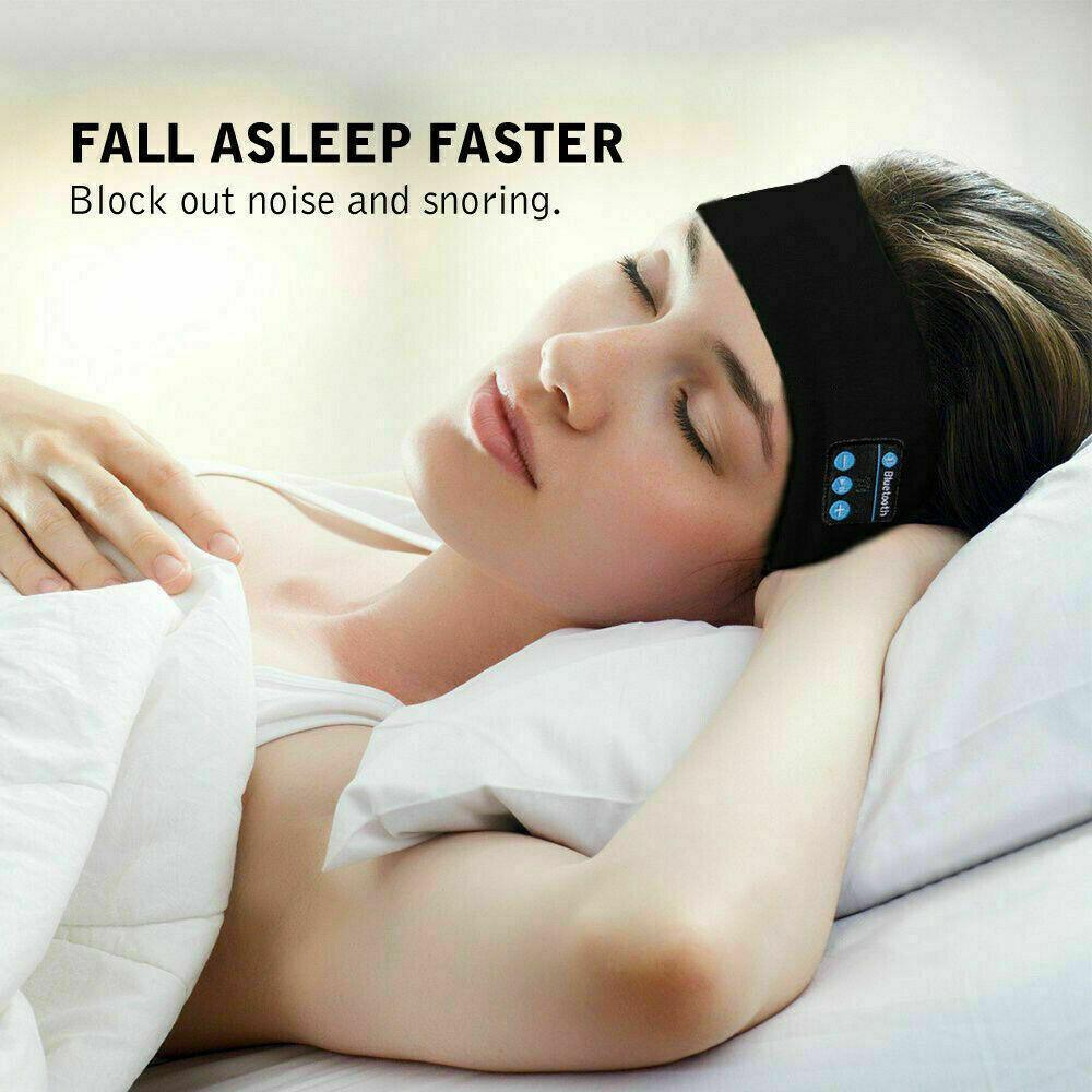 Wireless Bluetooth Headband Earphone Stereo Sport Headphone Headset Sleep New - Black