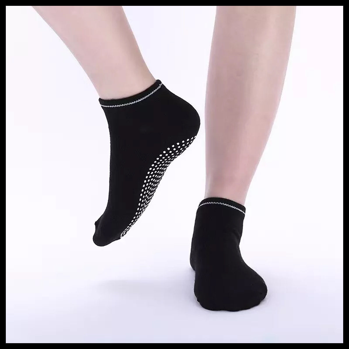 3 Pairs Ladies Women Sports Cotton Rich Pilates Yoga Non-Slip Grip Socks - Blue