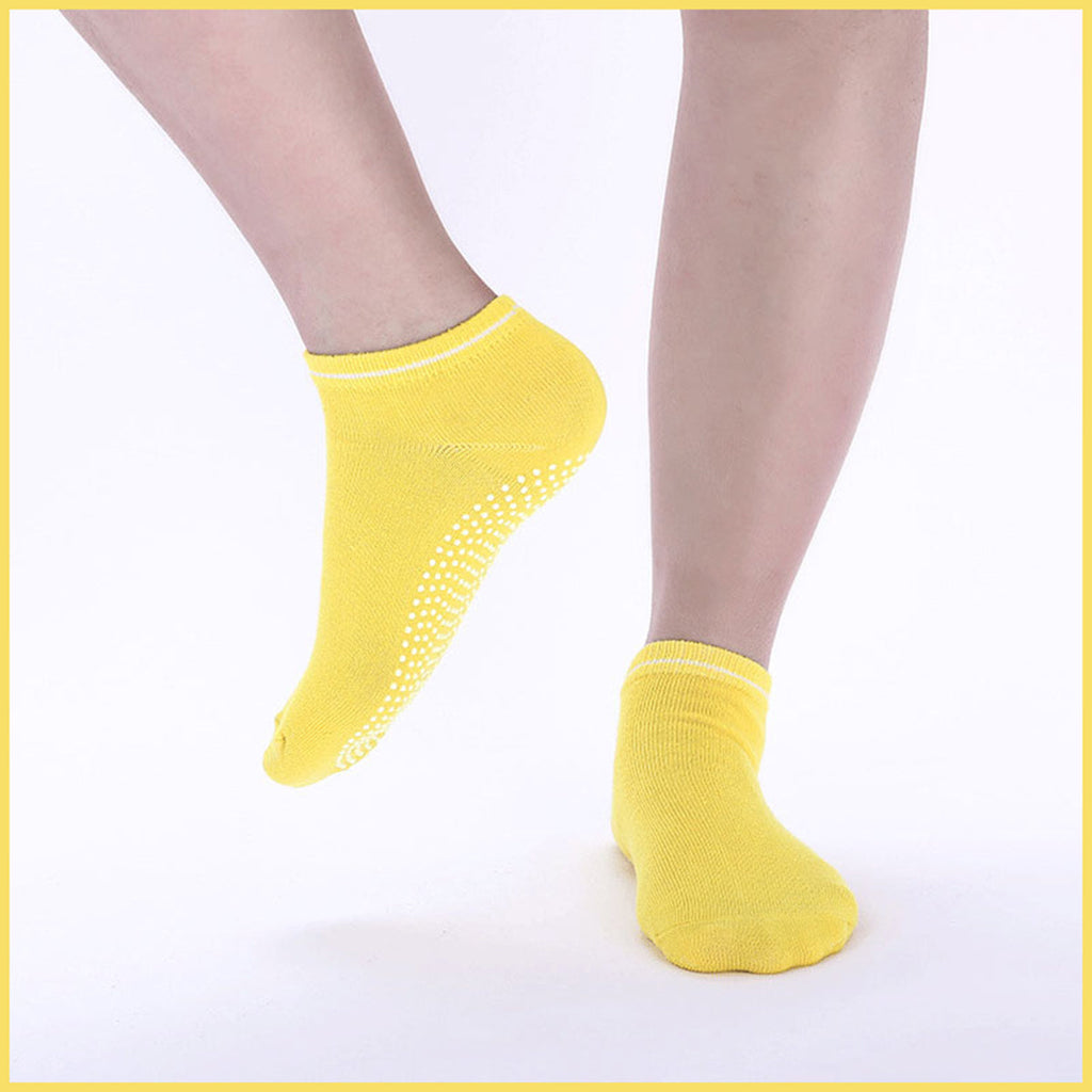 3 Pairs Ladies Women Sports Cotton Rich Pilates Yoga Non-Slip Grip Socks - Blue