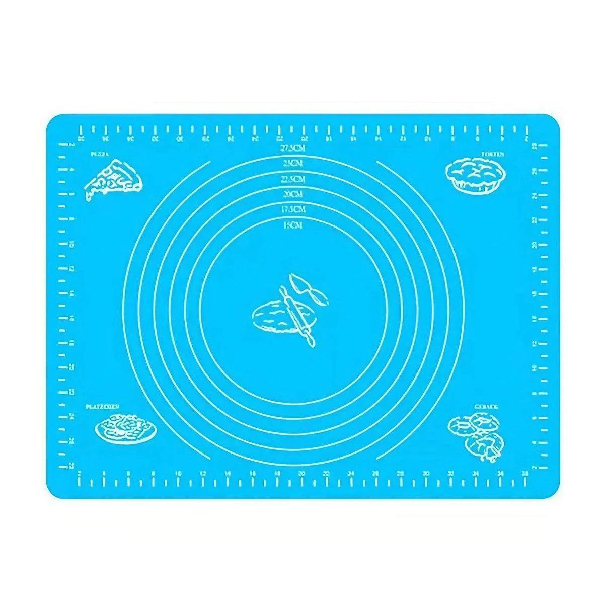 Blue Reusable Non-Stick Silicone Rolling Dough Mat Cake Pastry Baking Fondant Sheet - 40*30cm