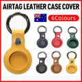 For Apple Airtag Leather Case Cover Air Tag Keychain Holder Sleeve Shell Tracker - Blue