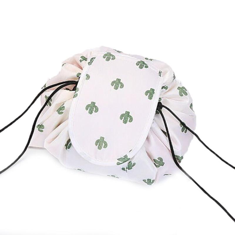 Portable Travel Makeup Bag Drawstring Cosmetic Pouch Lazy Storage Organiser Case - Blue