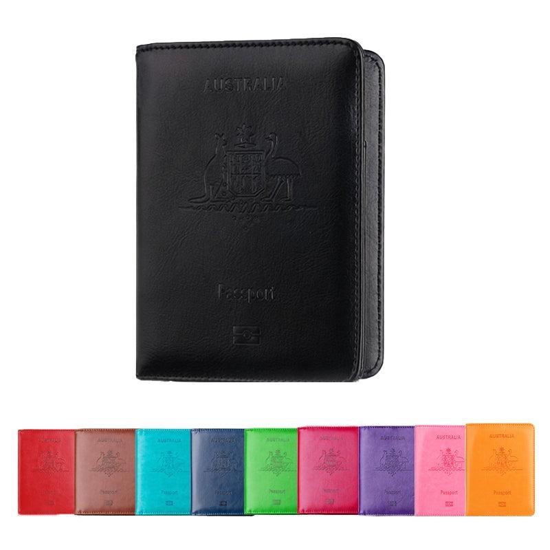 RFID Passport Holder Slim Leather Travel Wallet ID Card Cover Case for Men Women - Brown