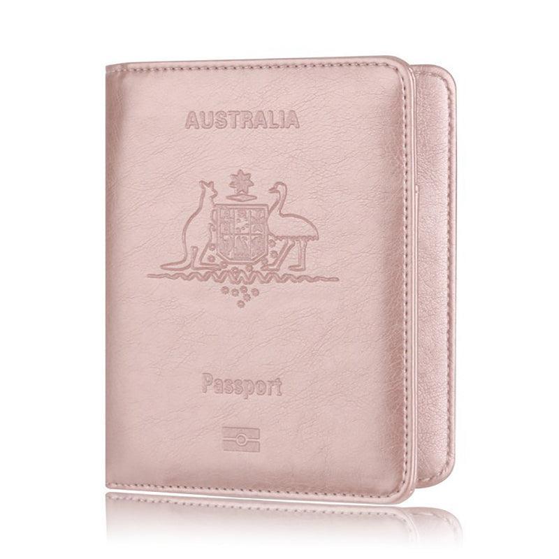 RFID Passport Holder Slim Leather Travel Wallet ID Card Cover Case for Men Women - Brown