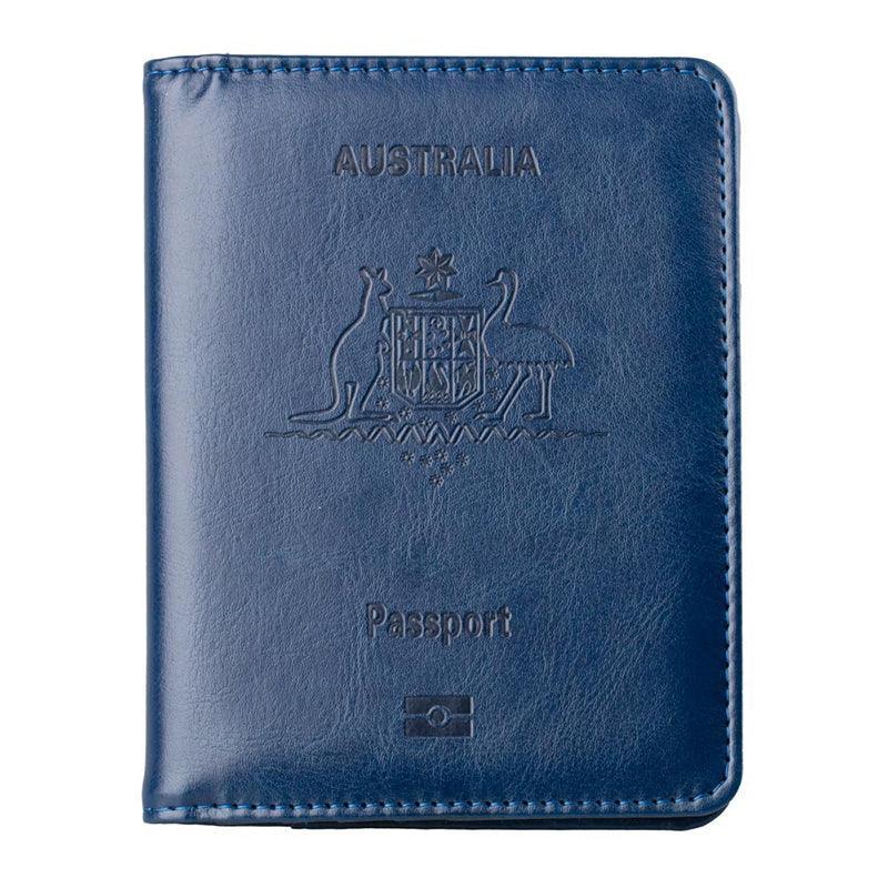 RFID Passport Holder Slim Leather Travel Wallet ID Card Cover Case for Men Women - Brown
