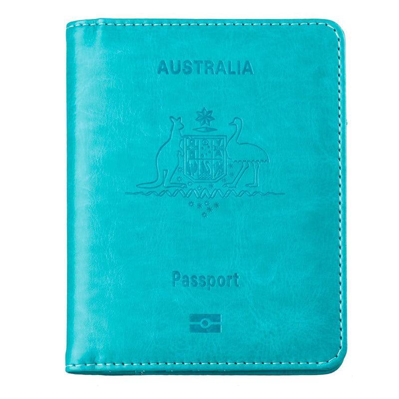 RFID Passport Holder Slim Leather Travel Wallet ID Card Cover Case for Men Women - Brown