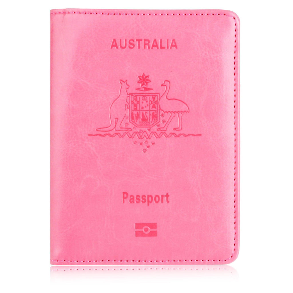 RFID Passport Holder Slim Leather Travel Wallet ID Card Cover Case for Men Women - Brown
