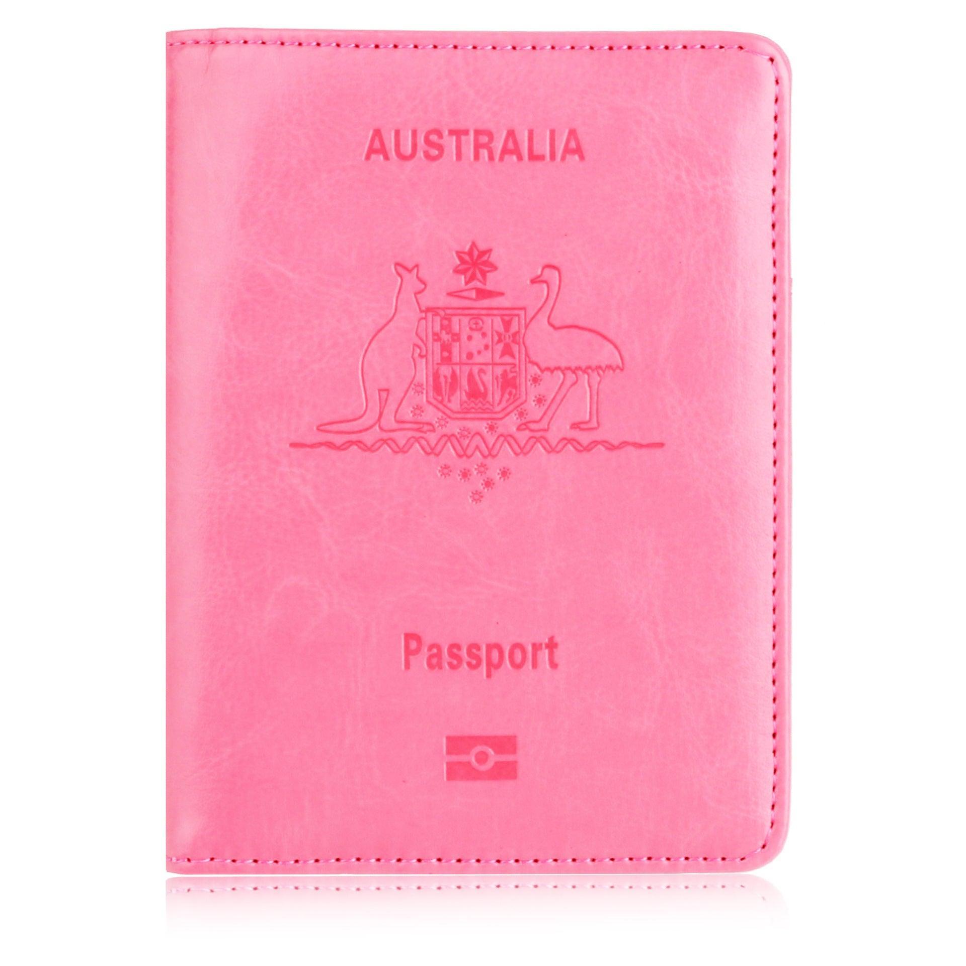 RFID Passport Holder Slim Leather Travel Wallet ID Card Cover Case for Men Women - Brown
