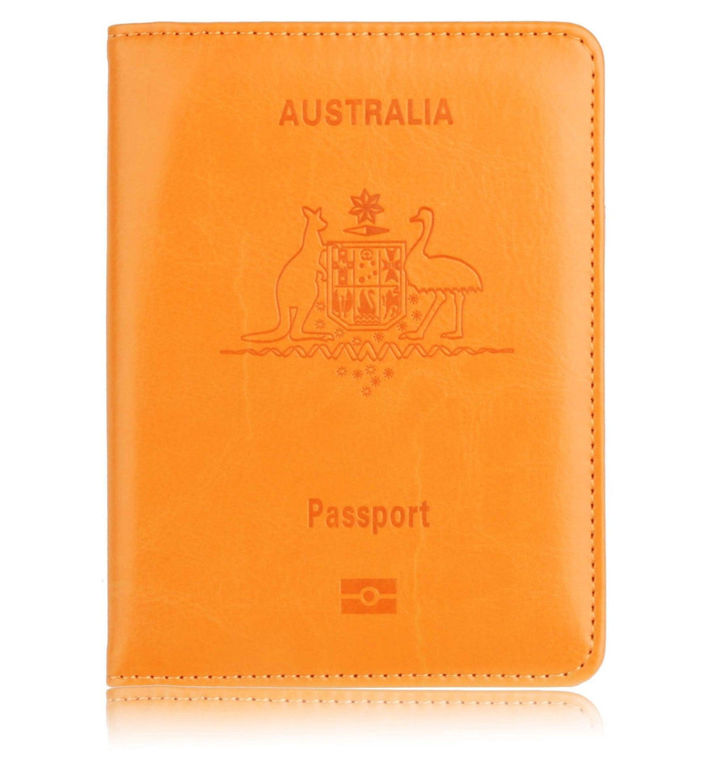 RFID Passport Holder Slim Leather Travel Wallet ID Card Cover Case for Men Women - Brown