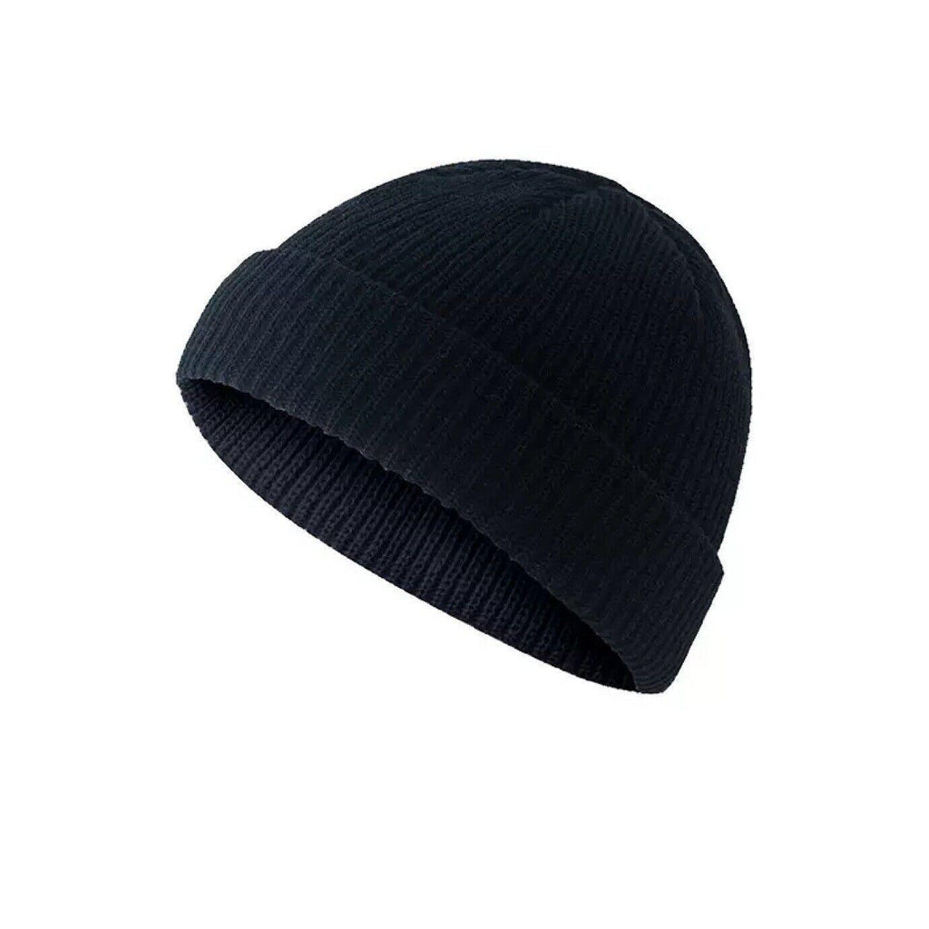 Men Women Mini Fisherman Beanie Winter Spring Hat Soft Knitted Docker Skull Cap - Dark Red