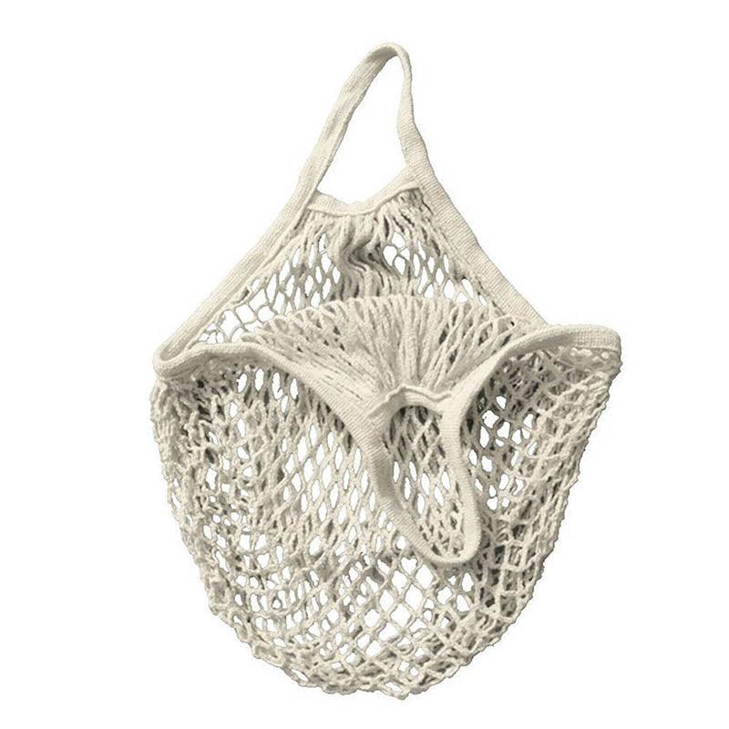 Reusable Mesh Net Shopping Bag String Tote Grocery Fruit Vegetable Storage - Grey