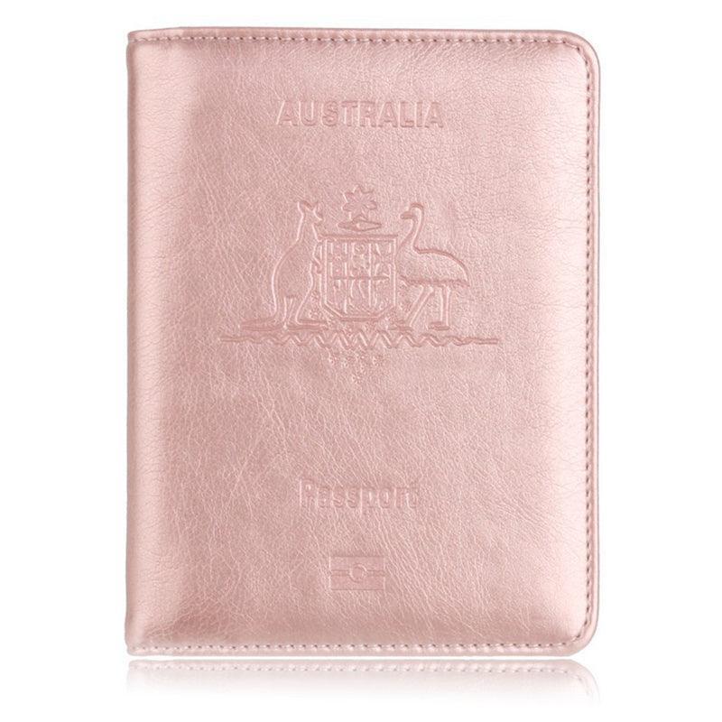 RFID Passport Holder Slim Leather Travel Wallet ID Card Cover Case for Men Women - Light Blue