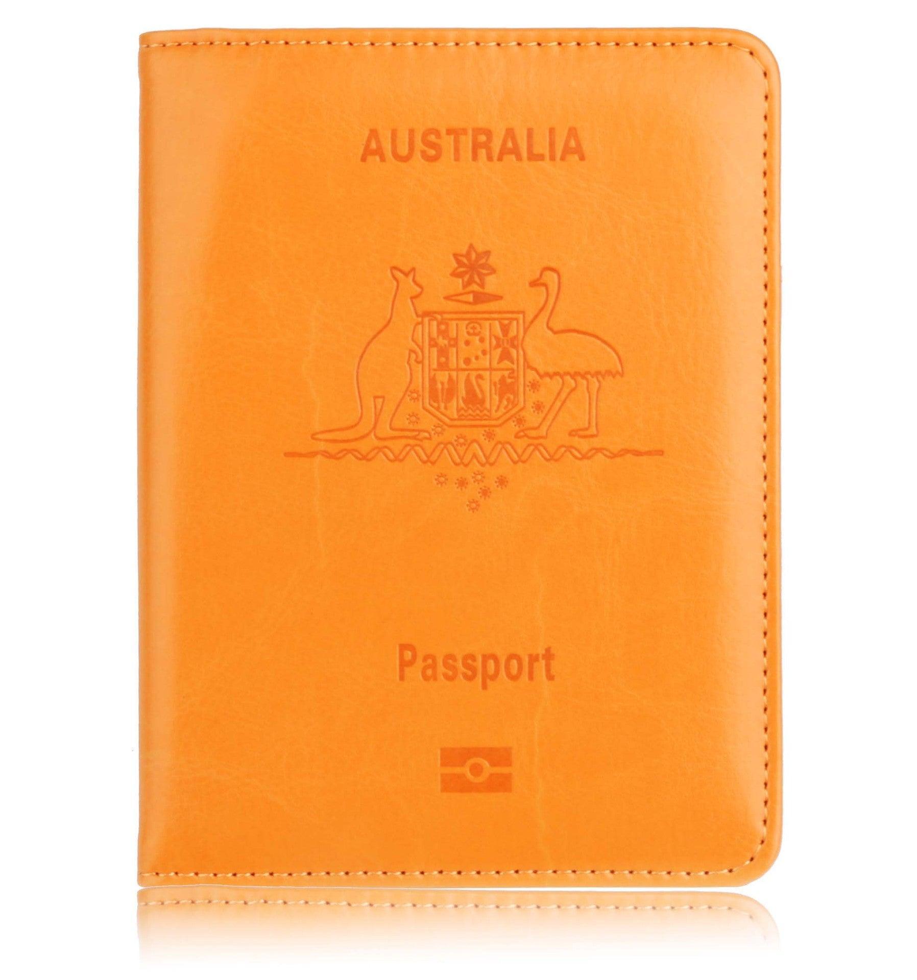RFID Passport Holder Slim Leather Travel Wallet ID Card Cover Case for Men Women - Light Blue