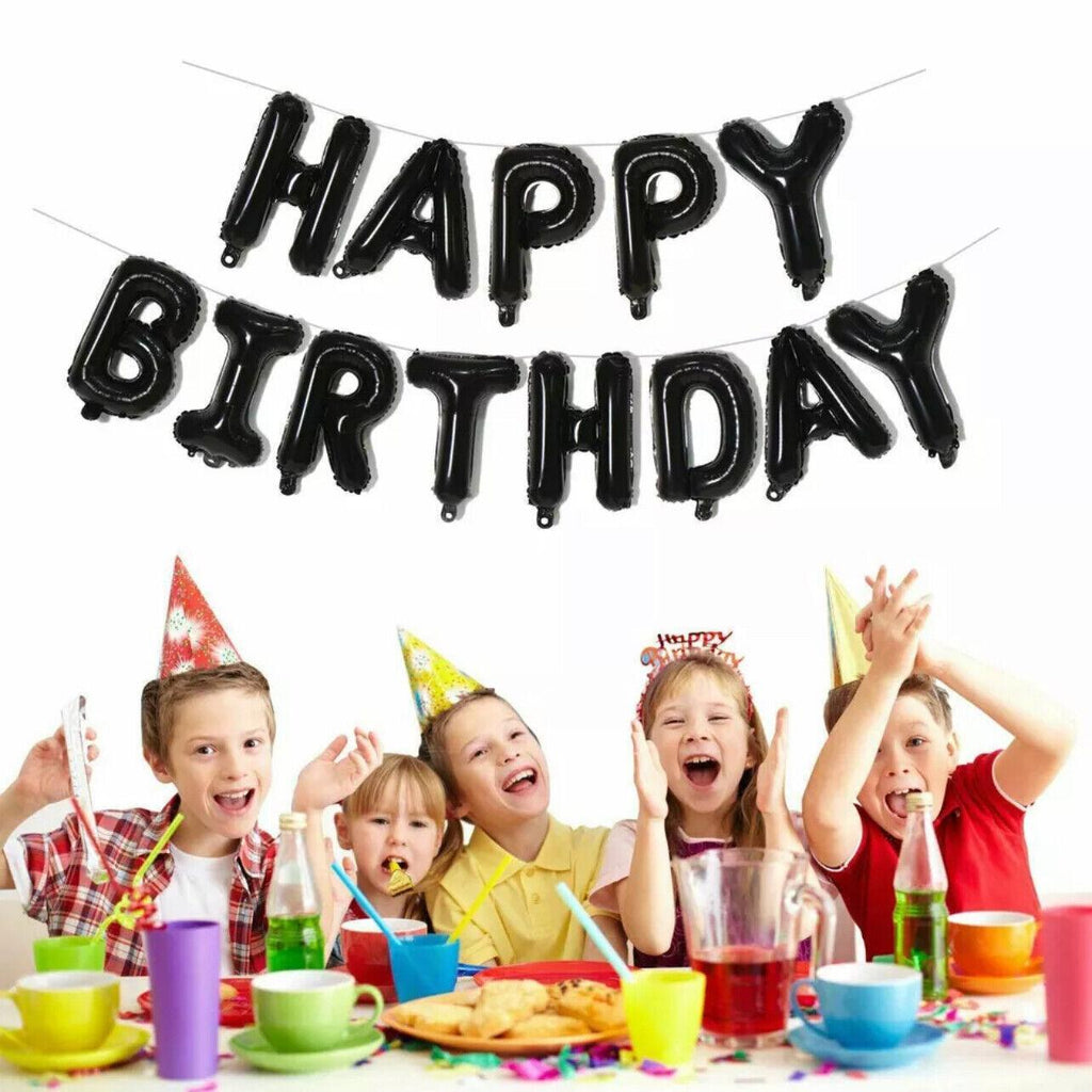 40Cm 3D Happy Birthday Letters Balloons Inflating Foil Banner Bunting Celebrate - Light Blue