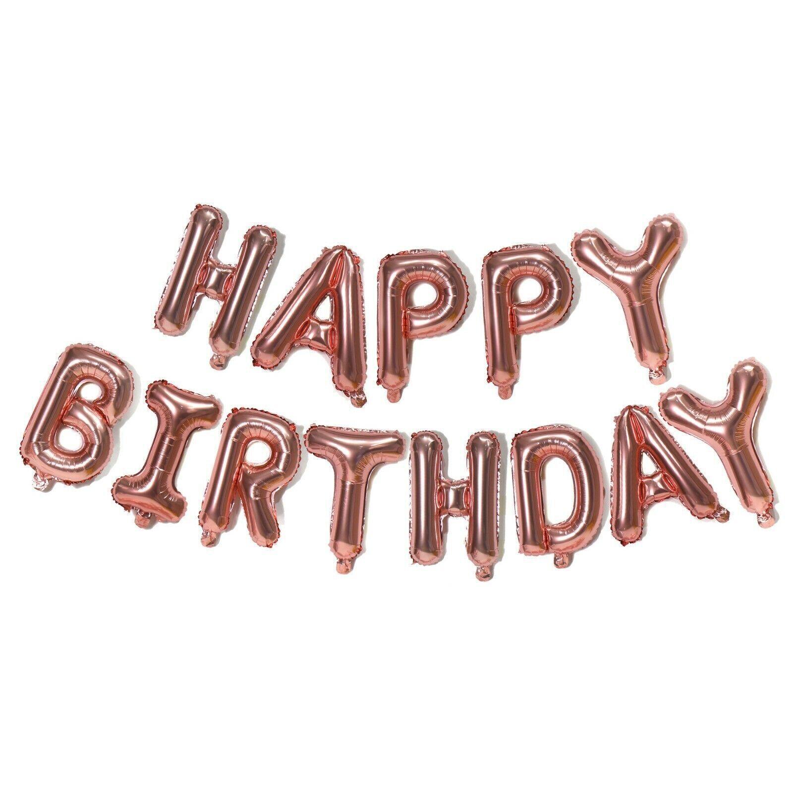 40Cm 3D Happy Birthday Letters Balloons Inflating Foil Banner Bunting Celebrate - Light Blue