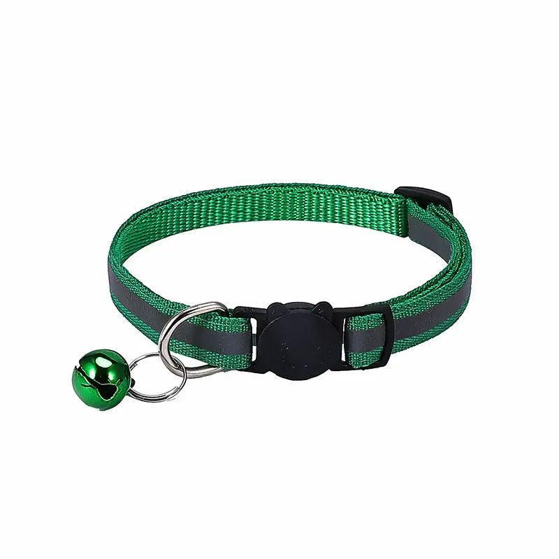 Reflective Cat Collar with Breakaway Buckle and Bell Adjustable for Small Pet Use - Light Green
