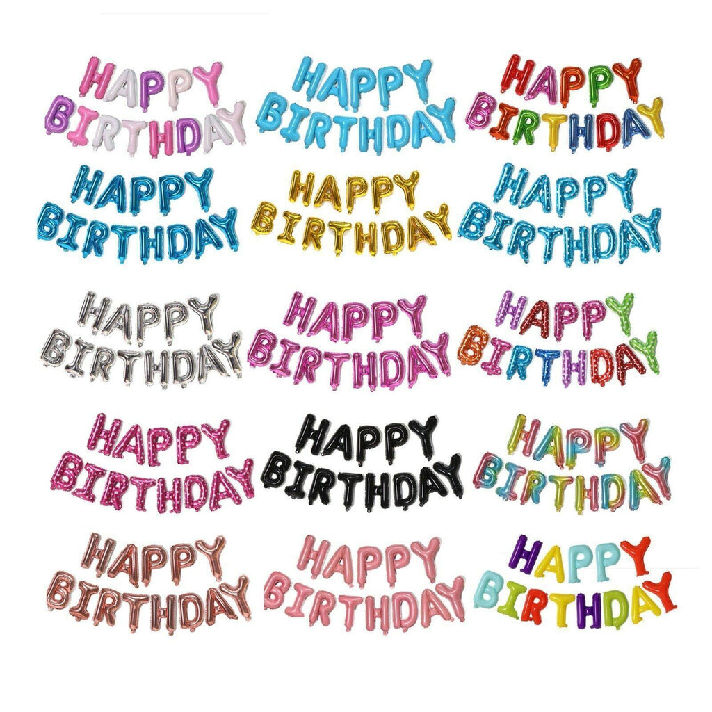 40Cm 3D Happy Birthday Letters Balloons Inflating Foil Banner Bunting Celebrate - Multicolour 2