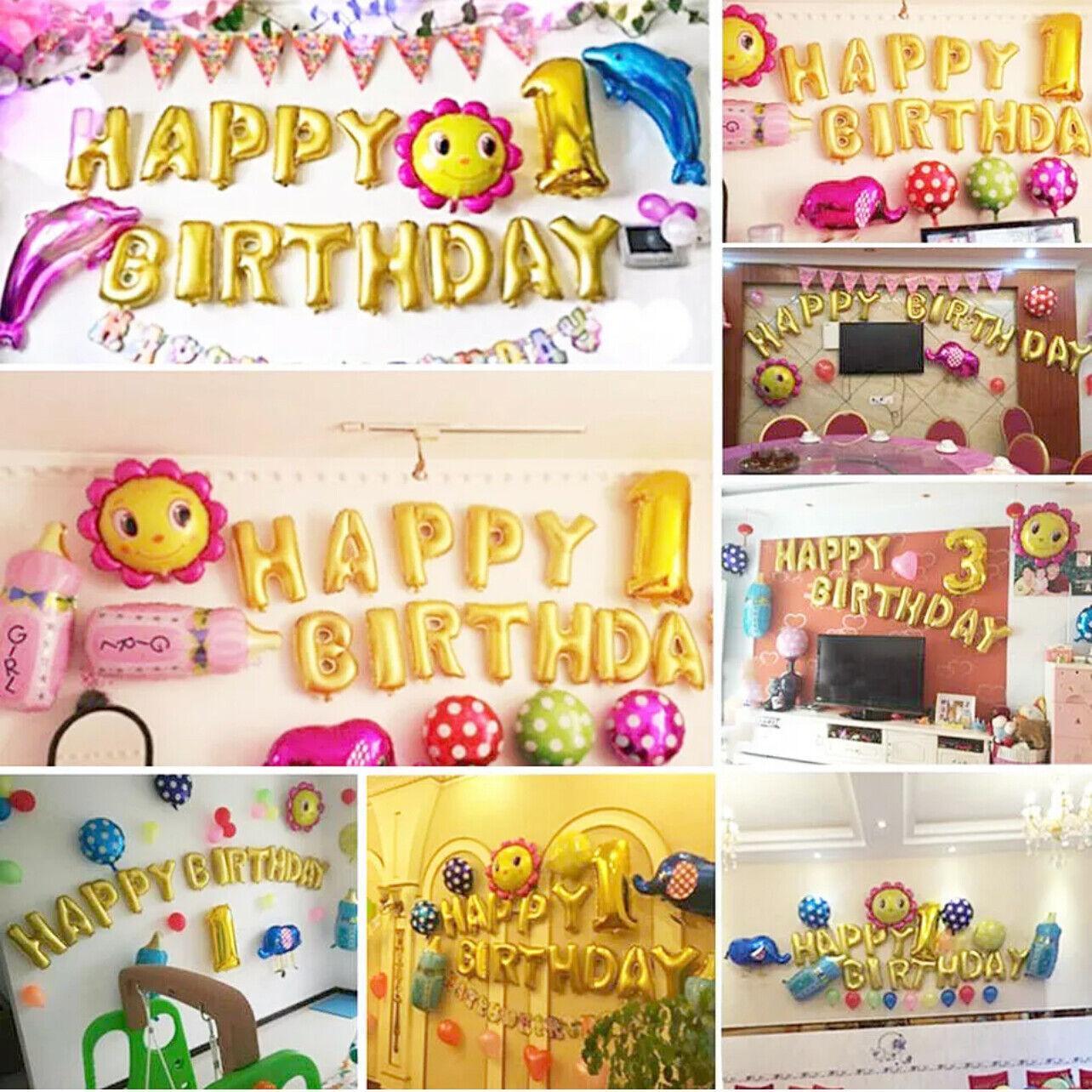 40Cm 3D Happy Birthday Letters Balloons Inflating Foil Banner Bunting Celebrate - Multicolour 2