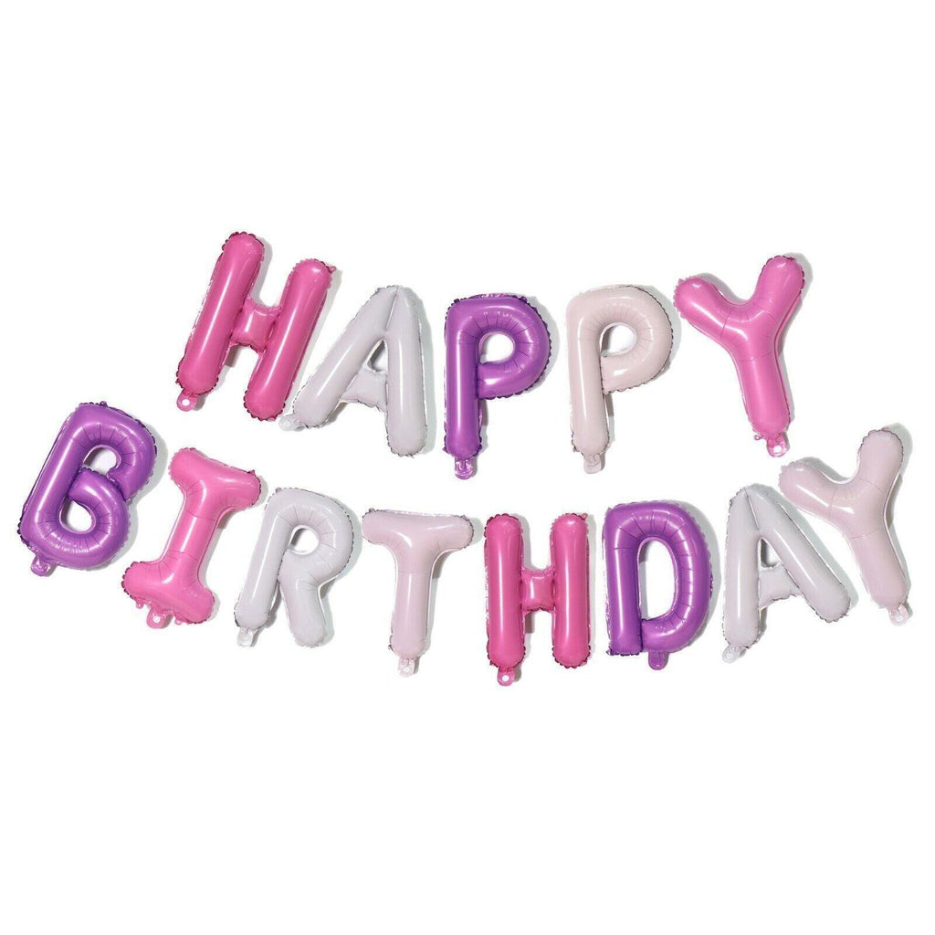 40Cm 3D Happy Birthday Letters Balloons Inflating Foil Banner Bunting Celebrate - Multicolour 2