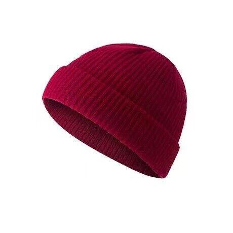 Men Women Mini Fisherman Beanie Winter Spring Hat Soft Knitted Docker Skull Cap - Orange