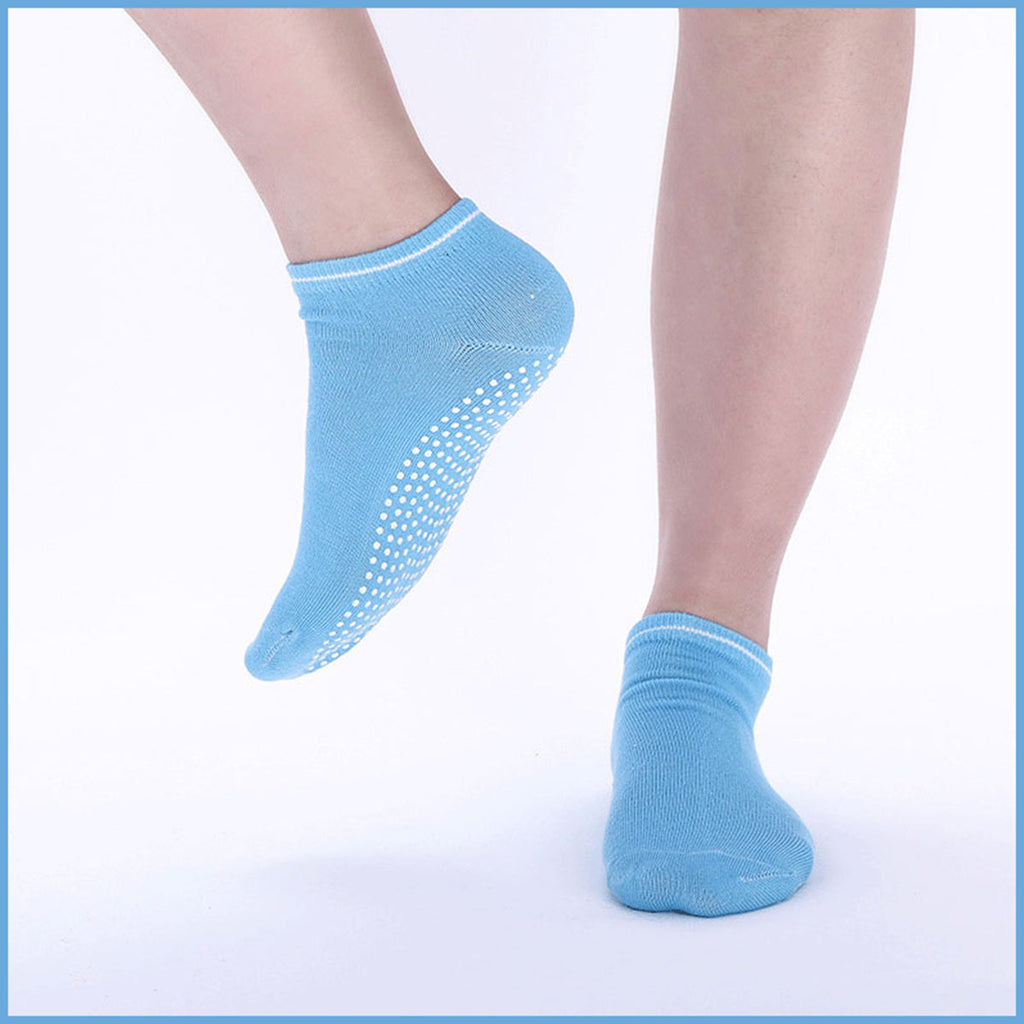 3 Pairs Ladies Women Sports Cotton Rich Pilates Yoga Non-Slip Grip Socks - Pink