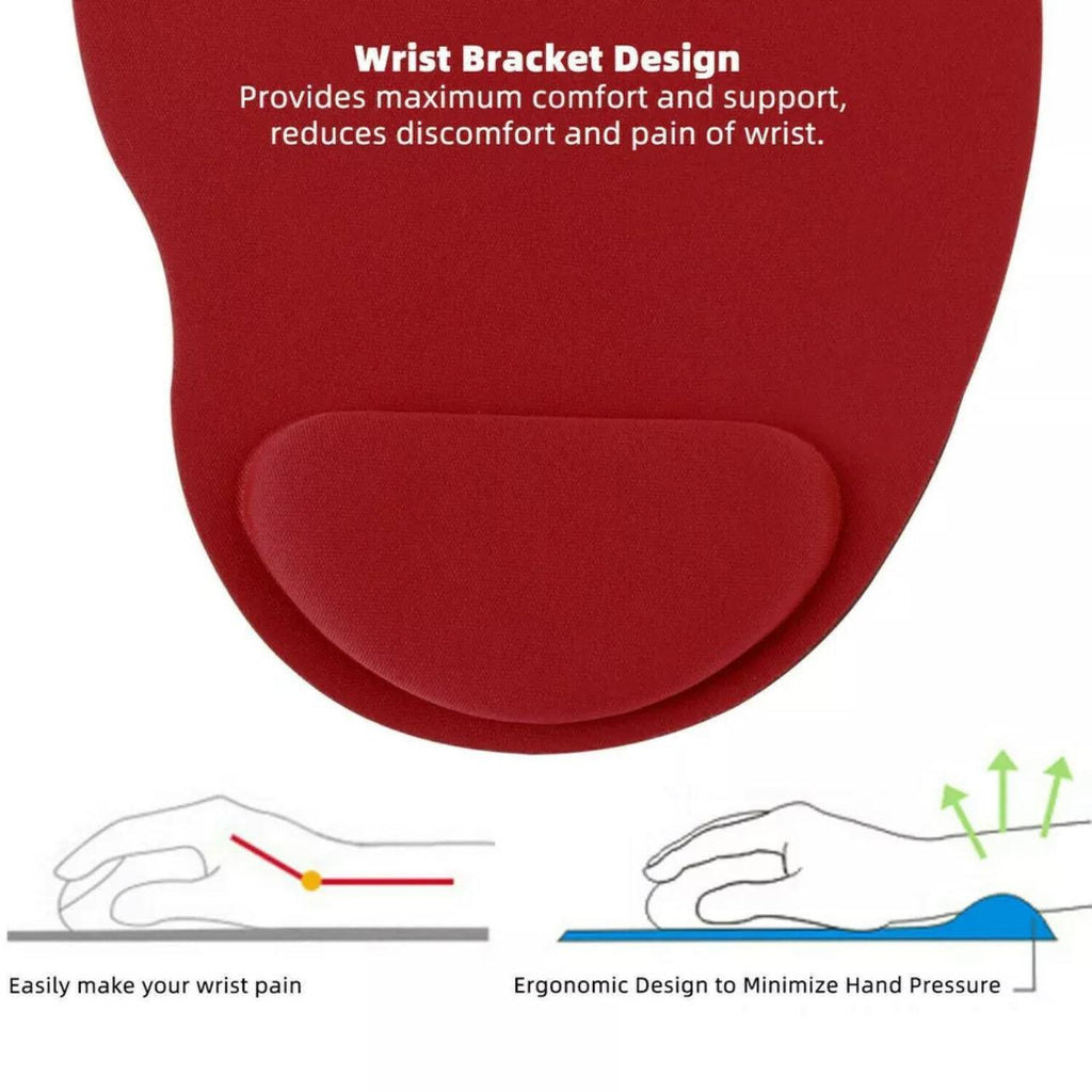 Comfort Mouse Pad with Built In Wrist Support Non Slip Ergonomic Mice Mat - Pink