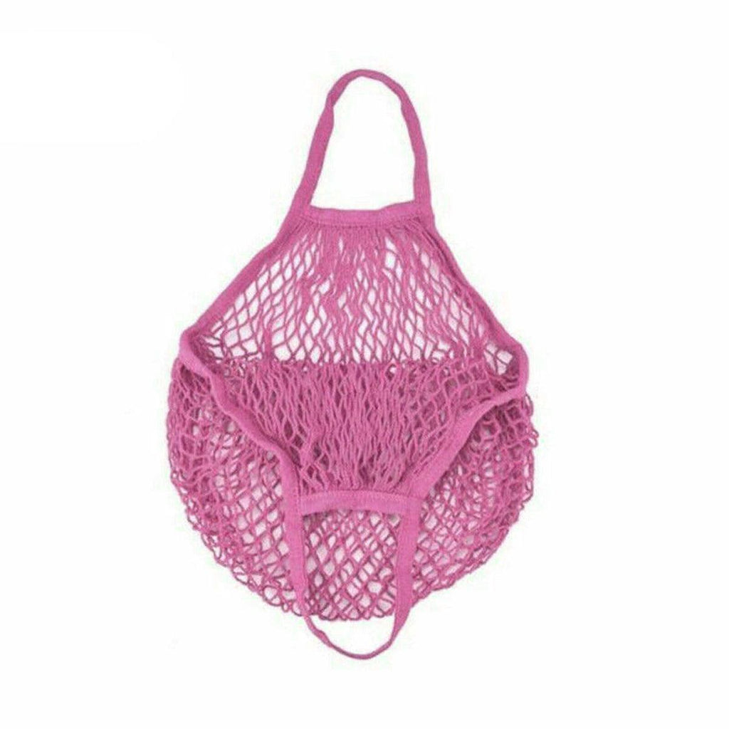Reusable Mesh Net Shopping Bag String Tote Grocery Fruit Vegetable Storage - Pink