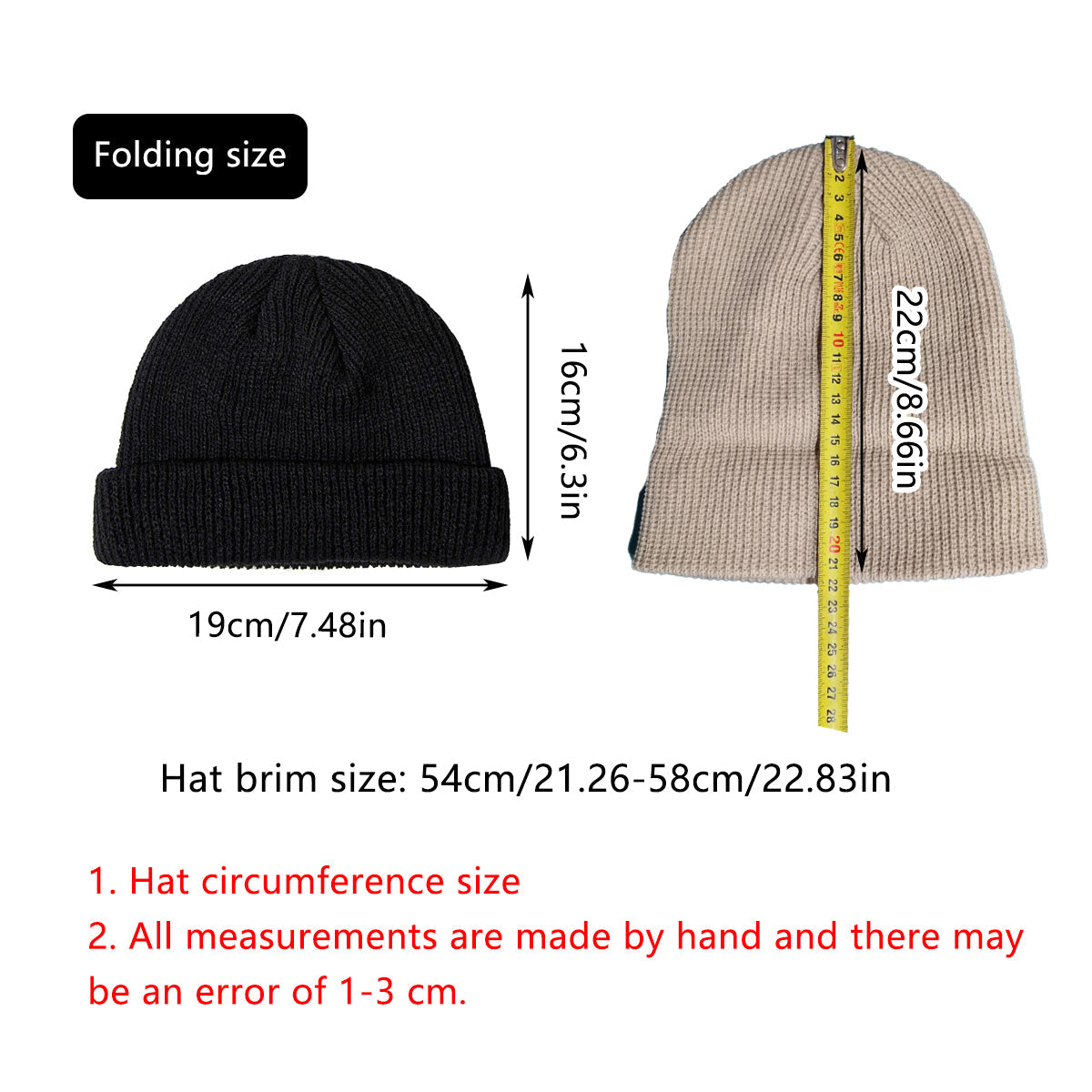 Men Women Mini Fisherman Beanie Winter Spring Hat Soft Knitted Docker Skull Cap - Red