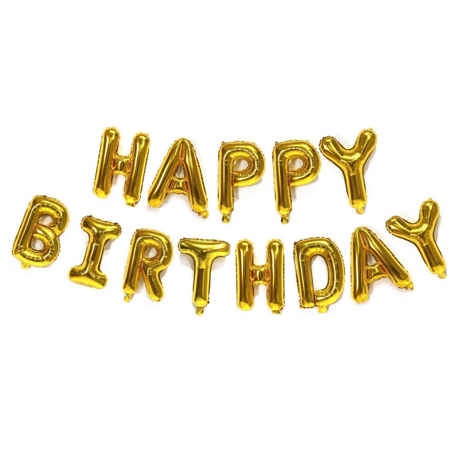 40Cm 3D Happy Birthday Letters Balloons Inflating Foil Banner Bunting Celebrate - Red