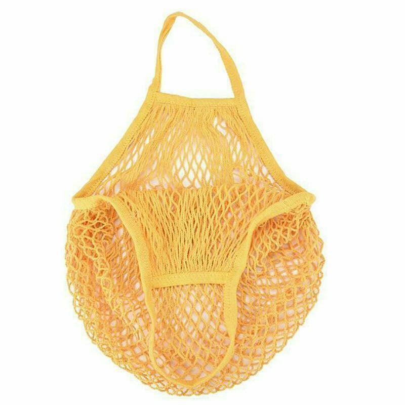 Reusable Mesh Net Shopping Bag String Tote Grocery Fruit Vegetable Storage - Rose Red