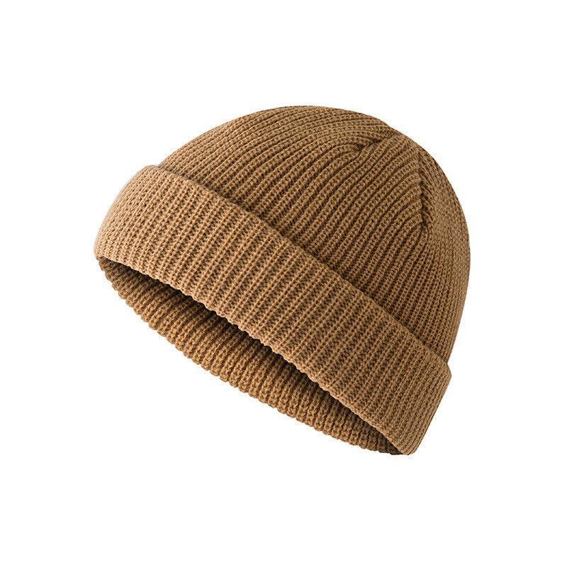 Men Women Mini Fisherman Beanie Winter Spring Hat Soft Knitted Docker Skull Cap - Royal Blue