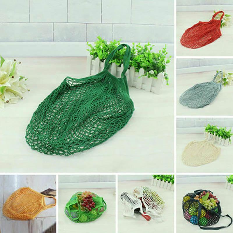 Reusable Mesh Net Shopping Bag String Tote Grocery Fruit Vegetable Storage - Sky Blue