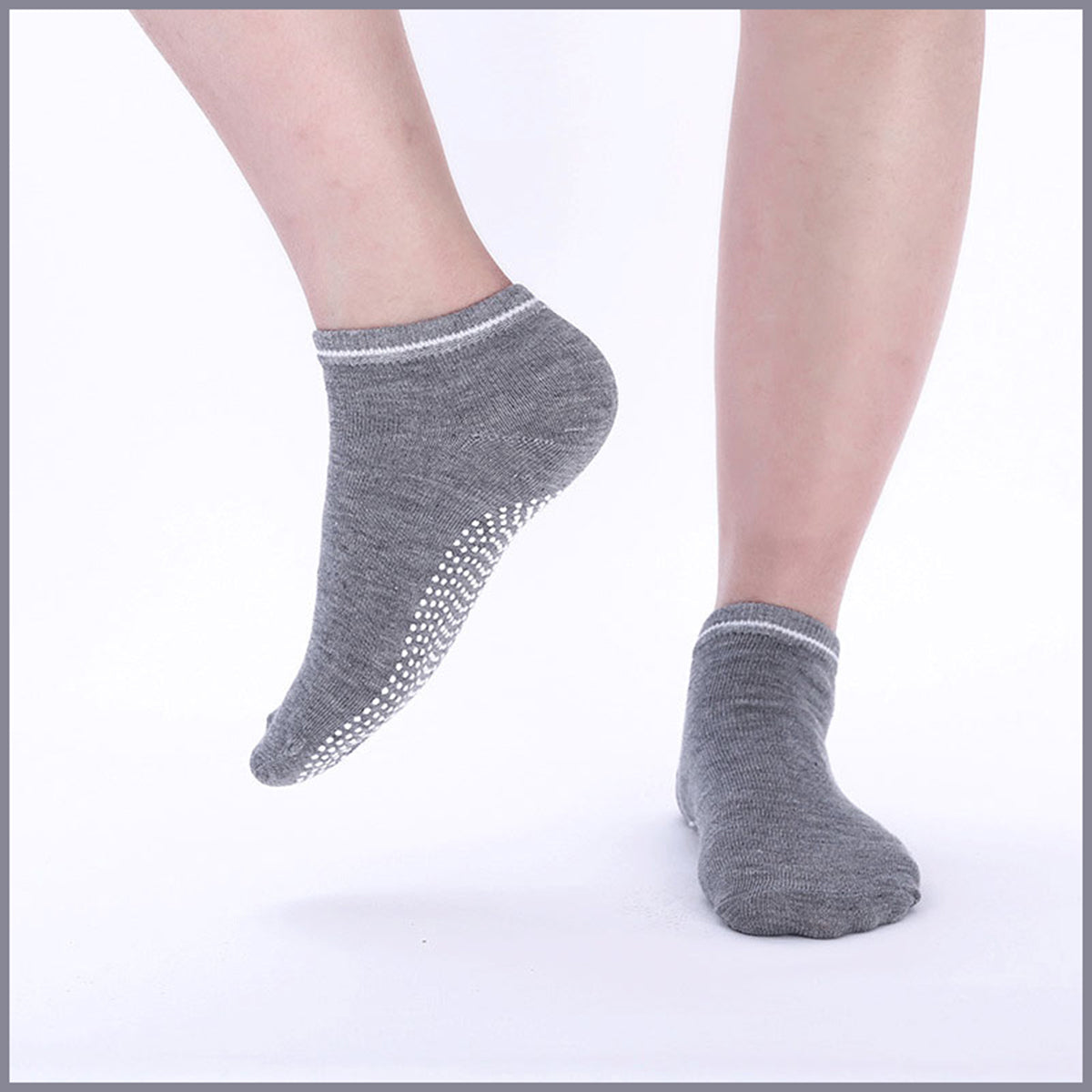 3 Pairs Ladies Women Sports Cotton Rich Pilates Yoga Non-Slip Grip Socks - White