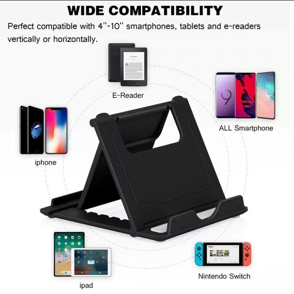 Universal Foldable Tablet and Phone Stand Adjustable Portable Desk Holder - White