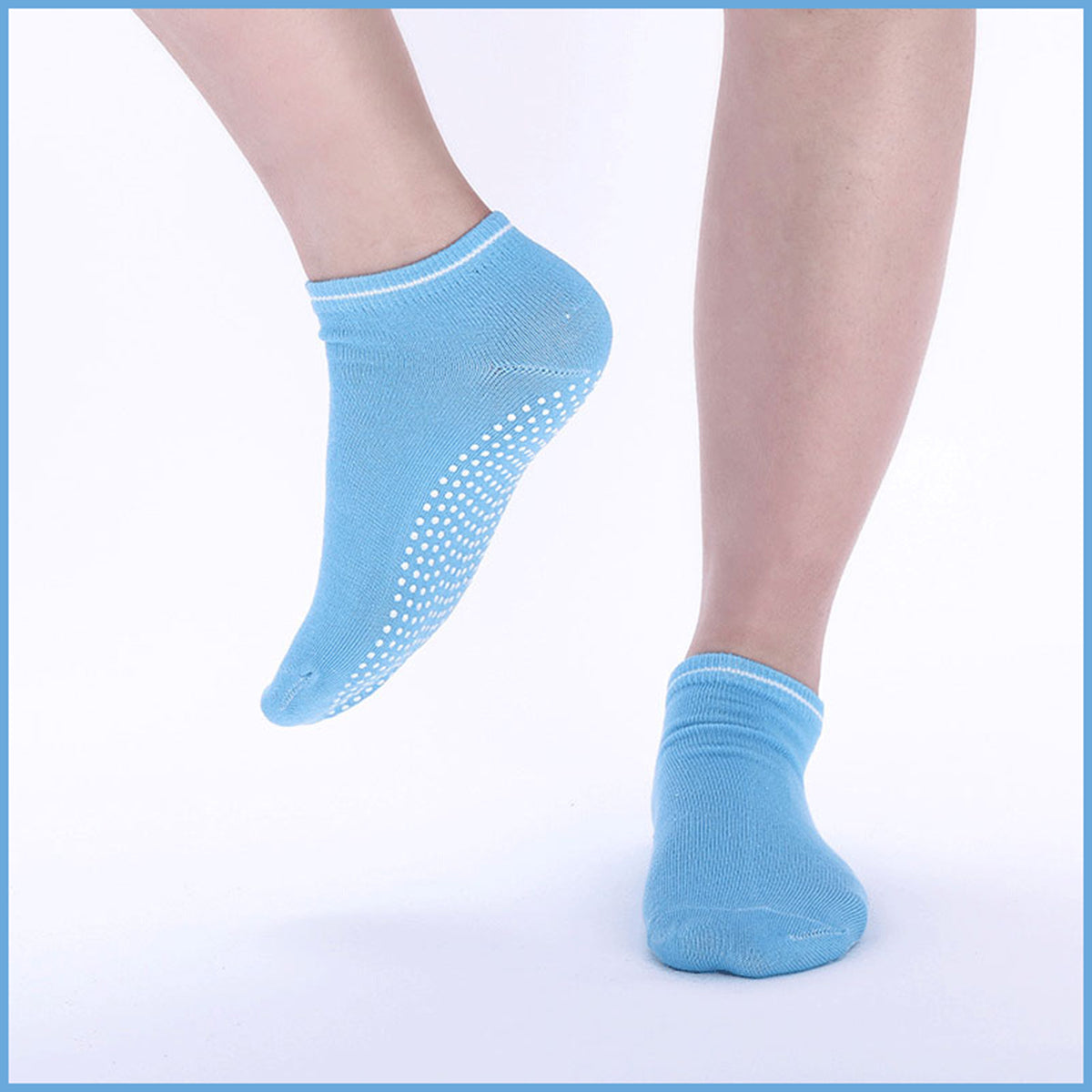 3 Pairs Ladies Women Sports Cotton Rich Pilates Yoga Non-Slip Grip Socks - Yellow