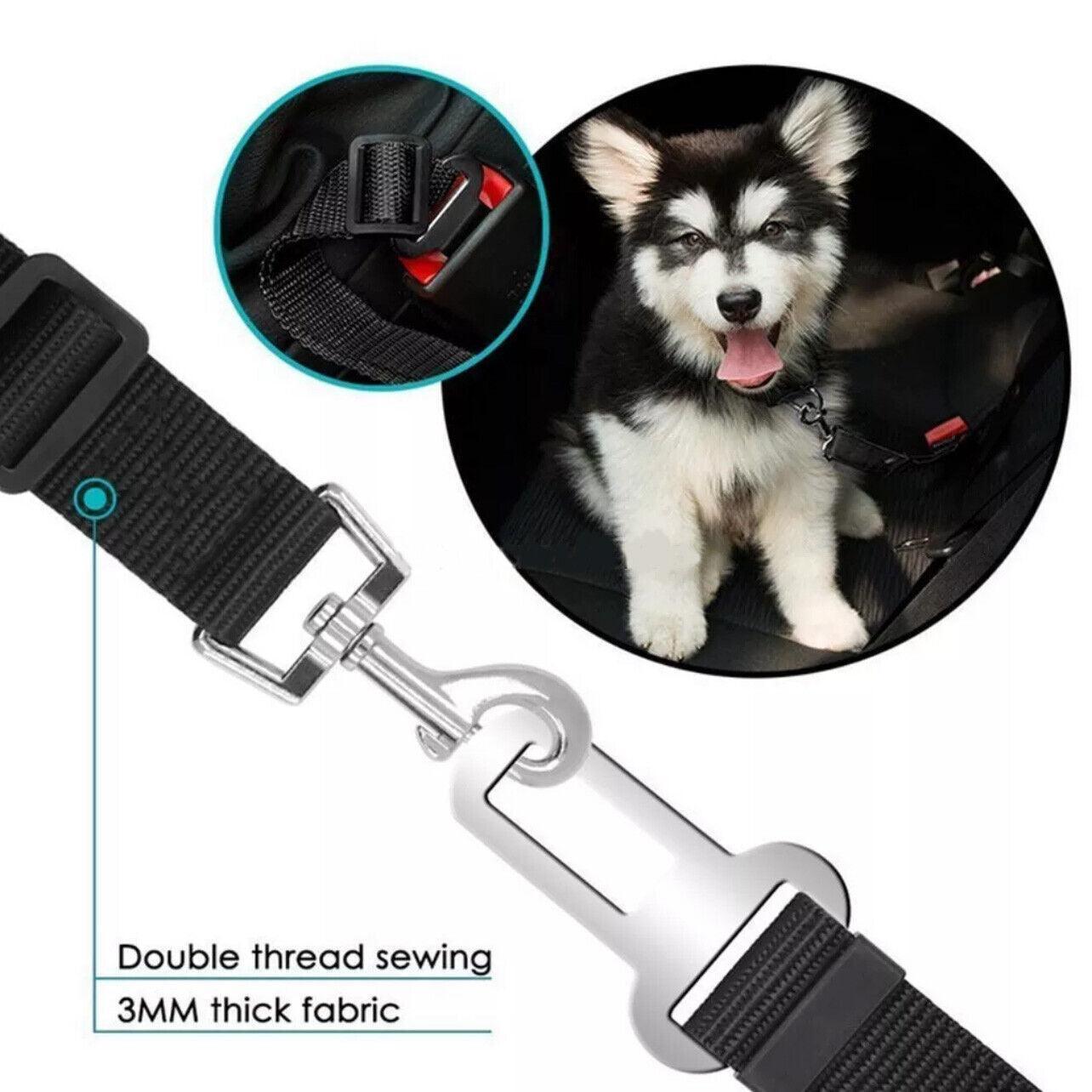 Adjustable Pet Harness Lead for Car Travel with Clip Attachment Nylon Restraint Strap - Yellow