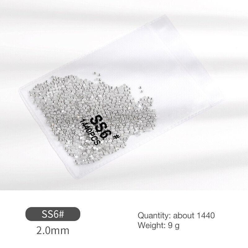 1440Pcs Glitter Rhinestones Crystal Flat Clear Bottom Glass Nail Art Nail Drill - Coloured Crystal-SS10
