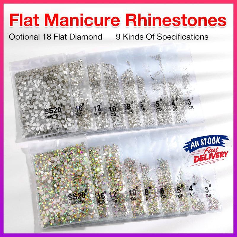 1440Pcs Glitter Rhinestones Crystal Flat Clear Bottom Glass Nail Art Nail Drill - Coloured Crystal-SS16
