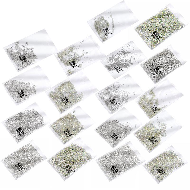 1440Pcs Glitter Rhinestones Crystal Flat Clear Bottom Glass Nail Art Nail Drill - Coloured Crystal-SS6