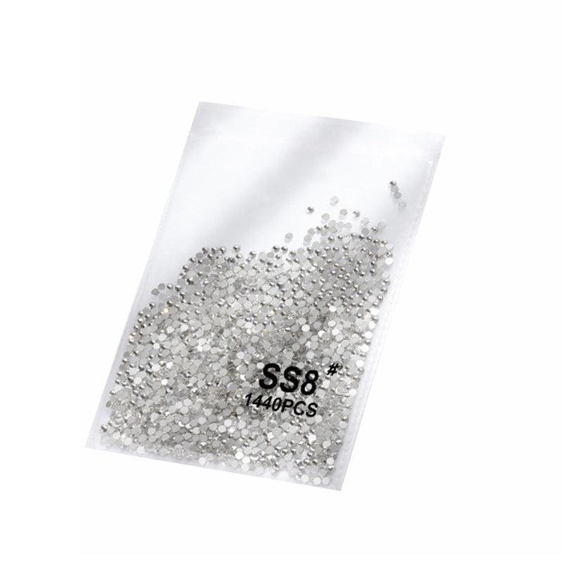 1440Pcs Glitter Rhinestones Crystal Flat Clear Bottom Glass Nail Art Nail Drill - Coloured Crystal-SS6
