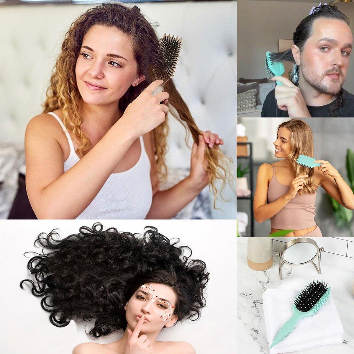 Upgraded Hair Styling Brush for Defined Curls with Ergonomic Handle Bounce Curl - Cream-Coloured