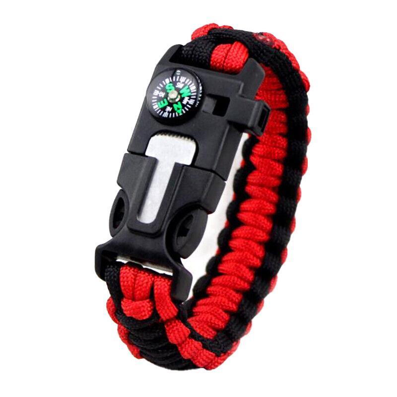 Flint Fire Starter 5In1 Survival Paracord Bracelet Whistle Compass Gear Tool Kit - Blue Camouflag