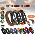 Flint Fire Starter 5In1 Survival Paracord Bracelet Whistle Compass Gear Tool Kit - Orange
