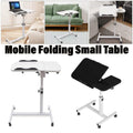 Adjustable Folding Computer Desk Stand Floor-Standing Movable Bedside Table - White